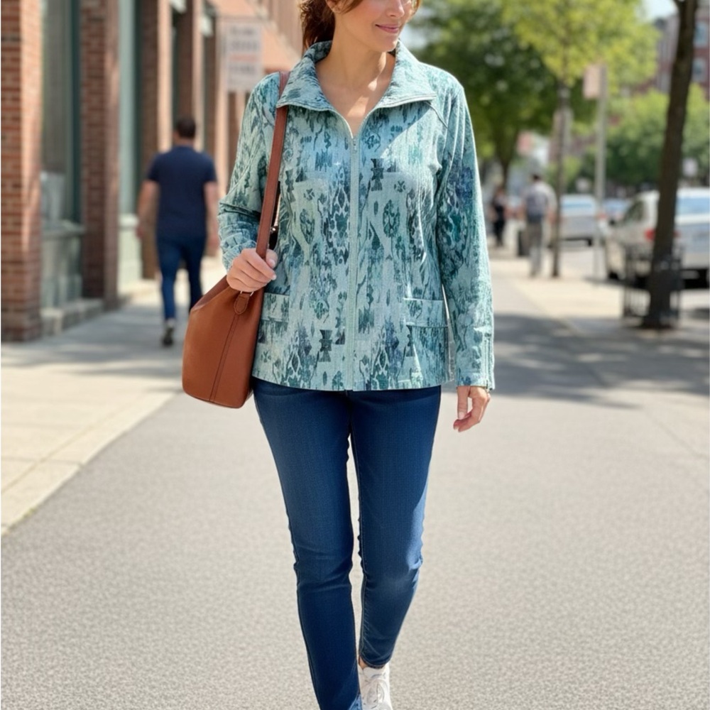 Vintage Blair Teal/Green/White Patterned Jacket